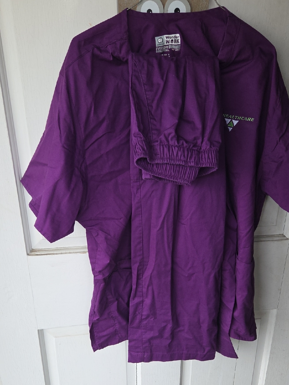 WonderWork Plum Purple Scrub Top and Pants 2x Top Extra Large Bottoms.